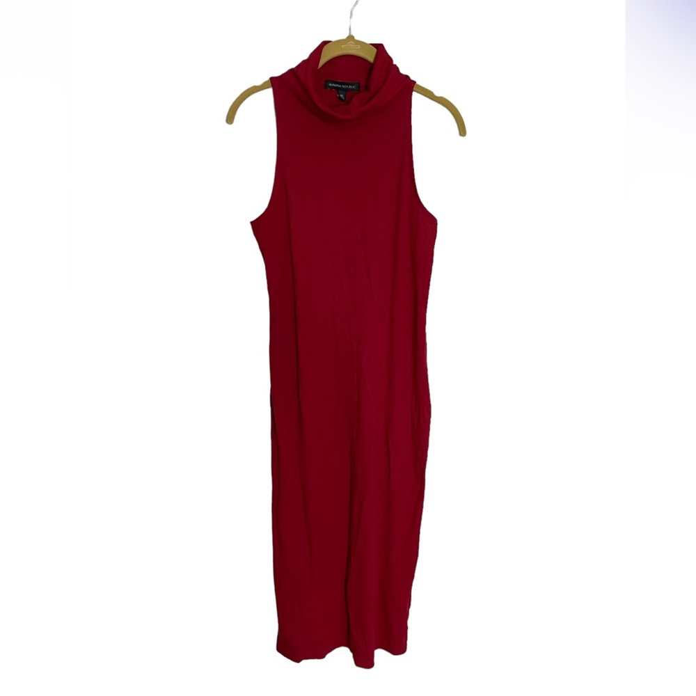 Banana Republic NWT Red Ribbed Turtleneck Midi Dress XS